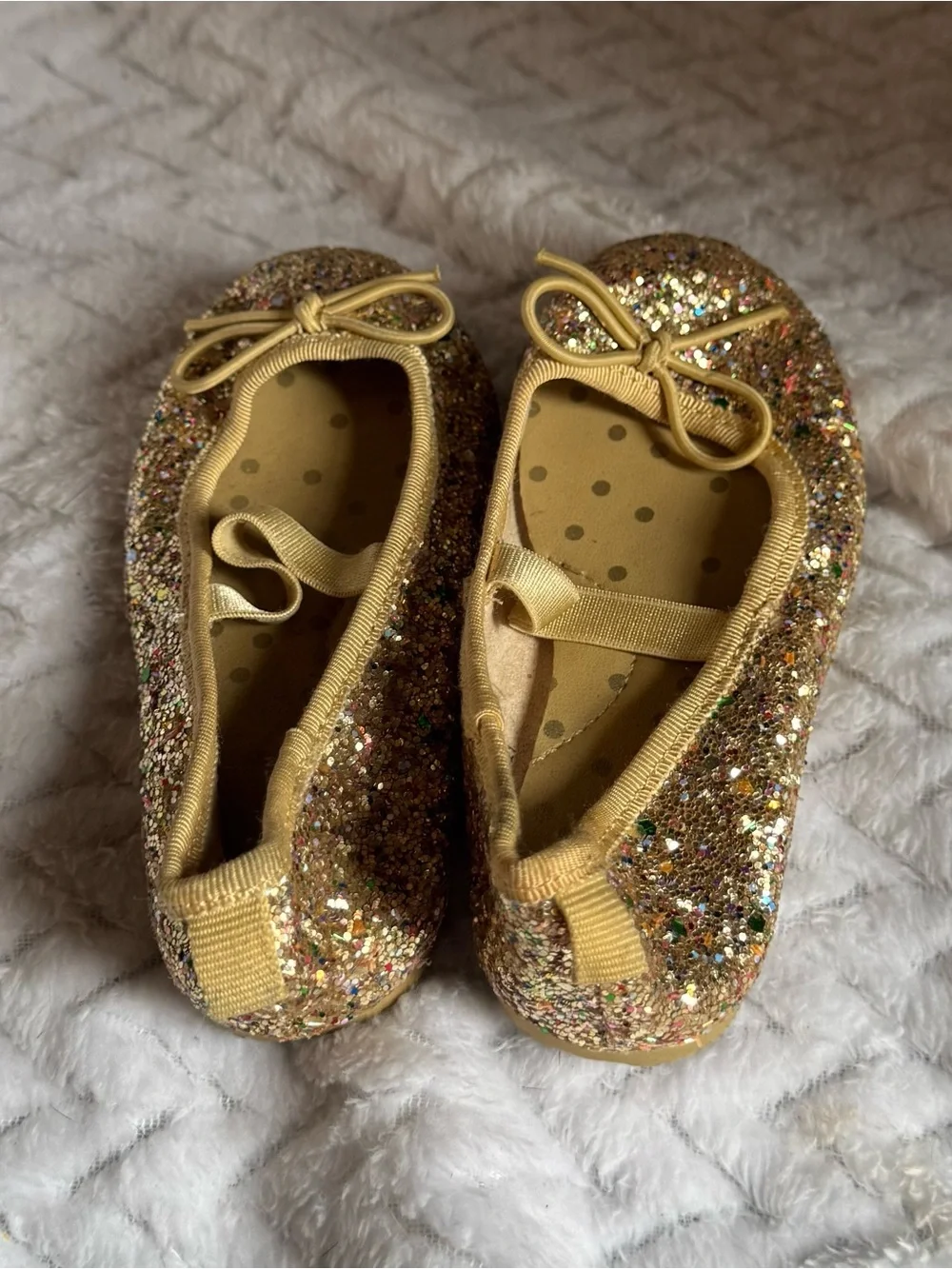 Cat & Jack Gold Glitter Ballet Flats with Bow